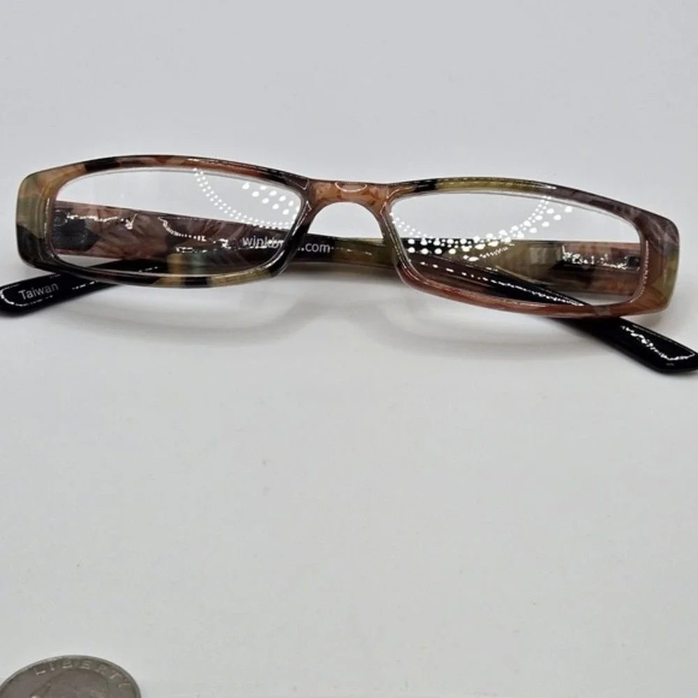 Womens Floral +2.00 Readers Glasses Transparent Frame Lightweight Fashion‎ Brown